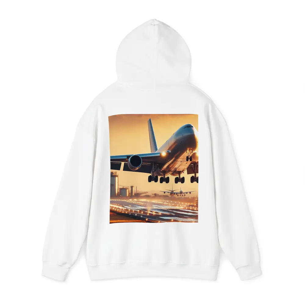 Commercial Airplane Taking Off At Sunset – Hoodies