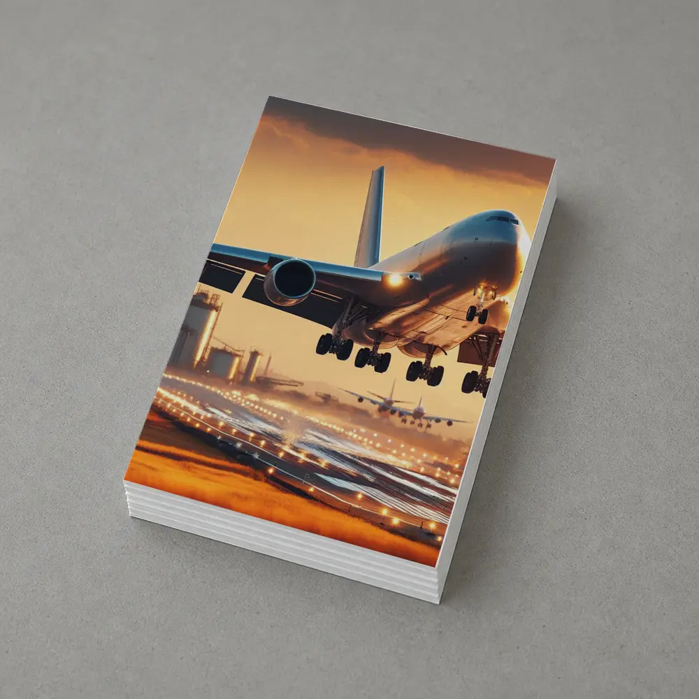 Commercial Airplane Taking Off At Sunset – Postcards
