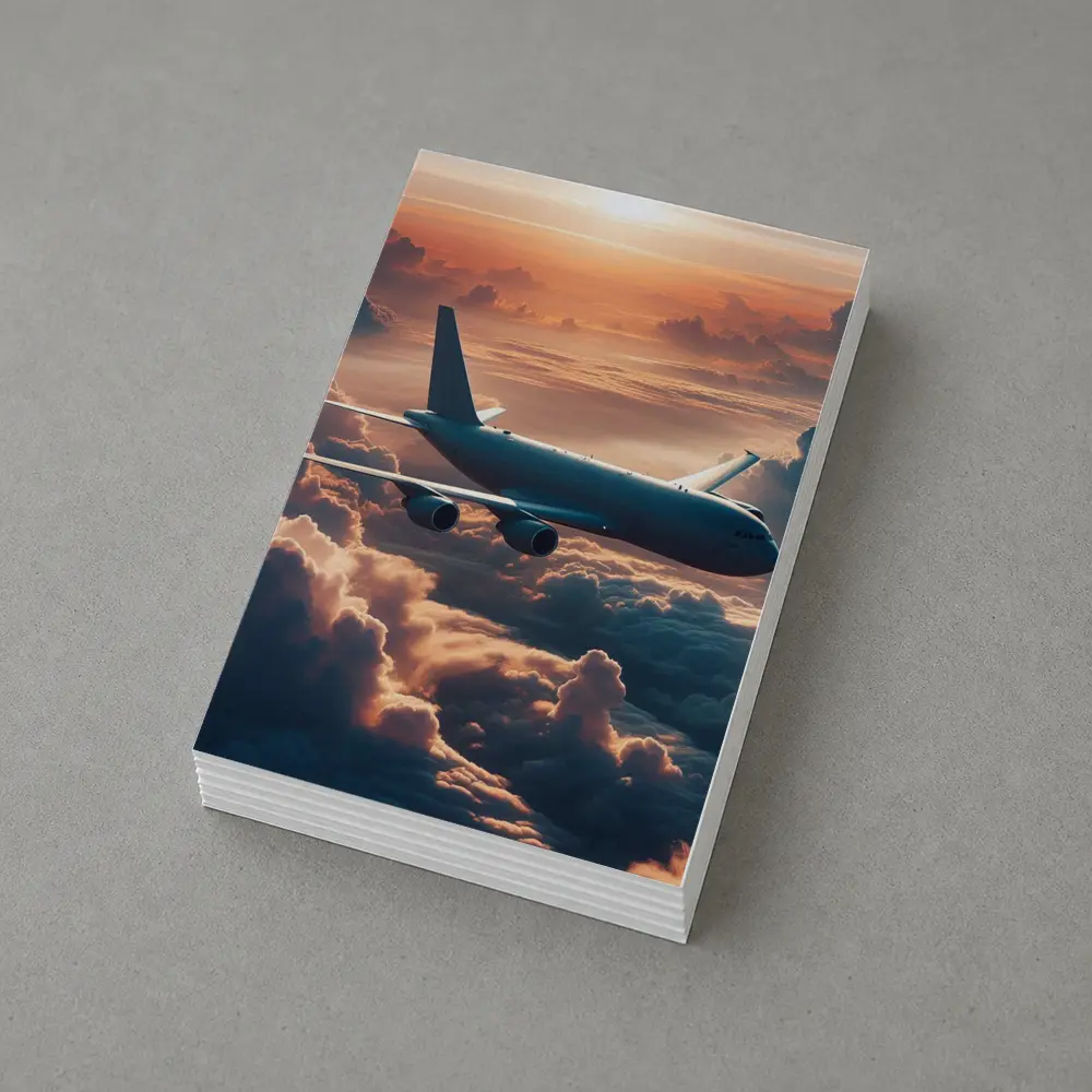 Commercial Airplane Flying Above Sunset Clouds – Postcards