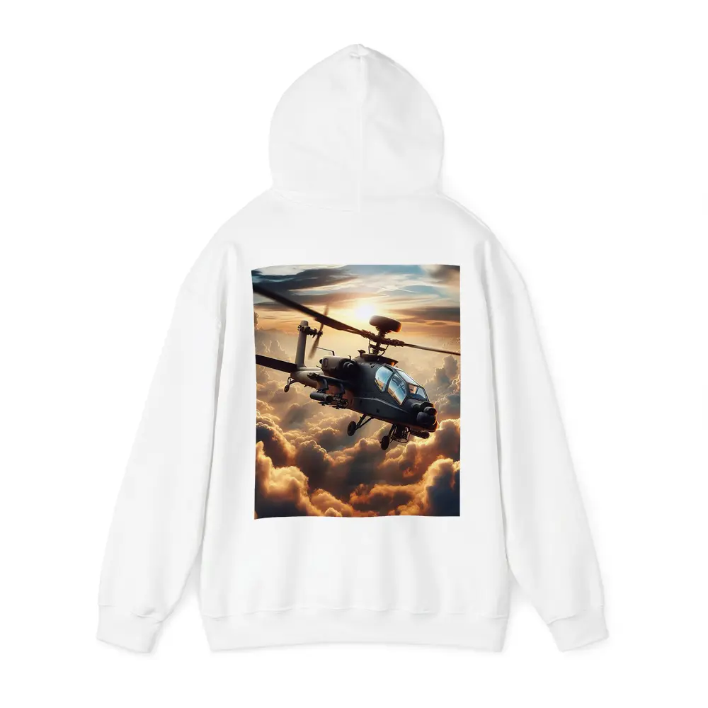 Apache Attack Helicopter Flying Through Dramatic Clouds – Hoodies