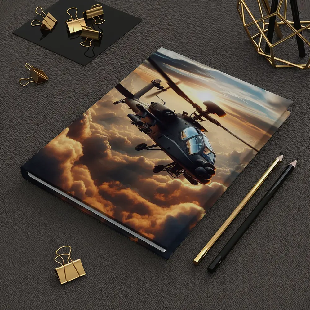 Apache Attack Helicopter Flying Through Dramatic Clouds – Notebooks
