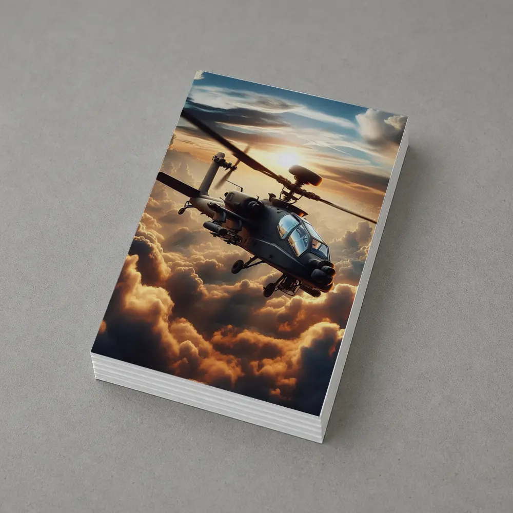 Apache Attack Helicopter Flying Through Dramatic Clouds – Postcards