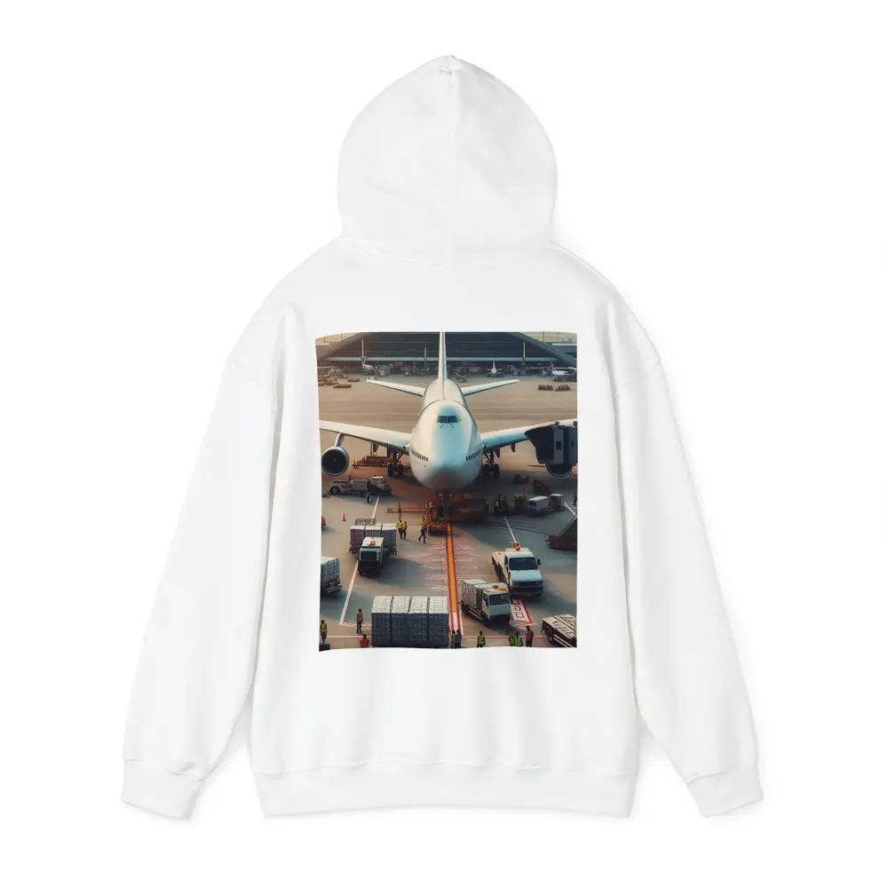 Wide Body Airplane Loading At Busy Airport – Hoodies