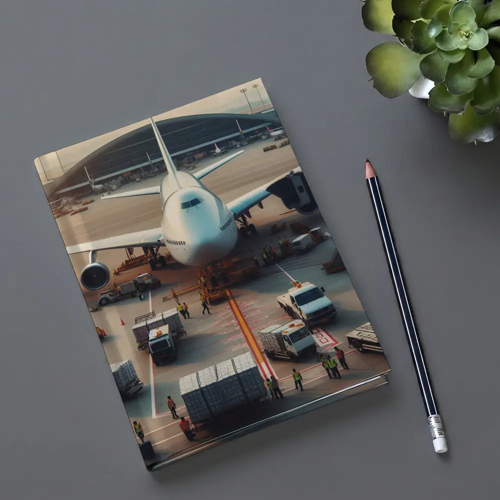 Wide Body Airplane Loading At Busy Airport – Notebooks
