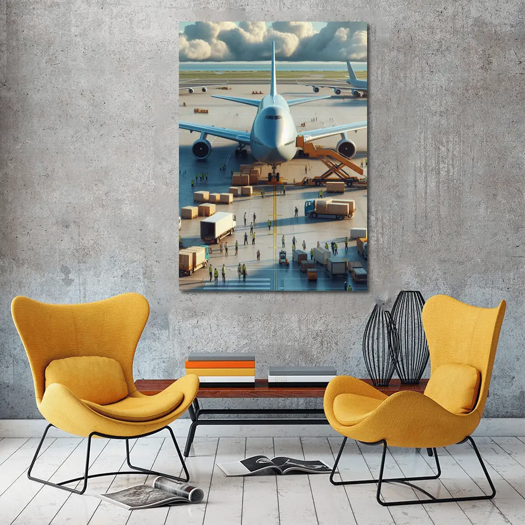 Cargo Plane Airport Ground Crew Loading – Wall Art