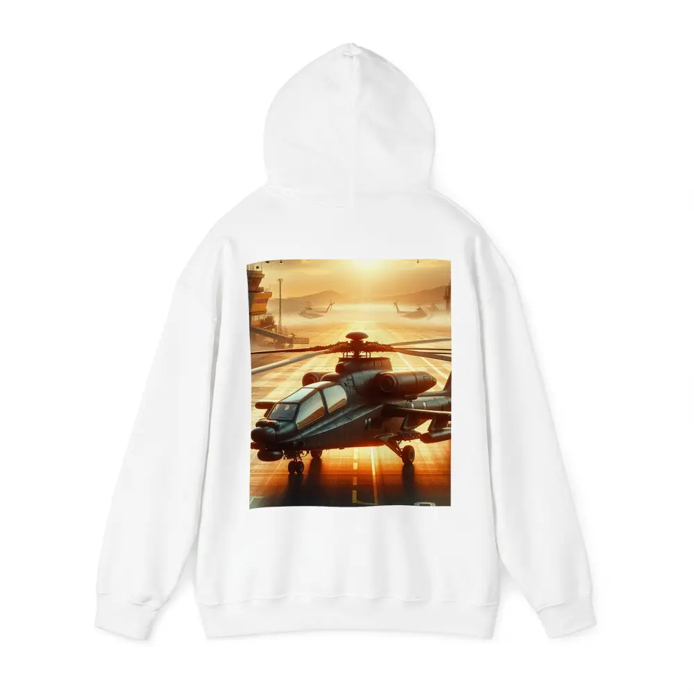 Apache Attack Helicopter Airbase Golden Sunset – Hoodies
