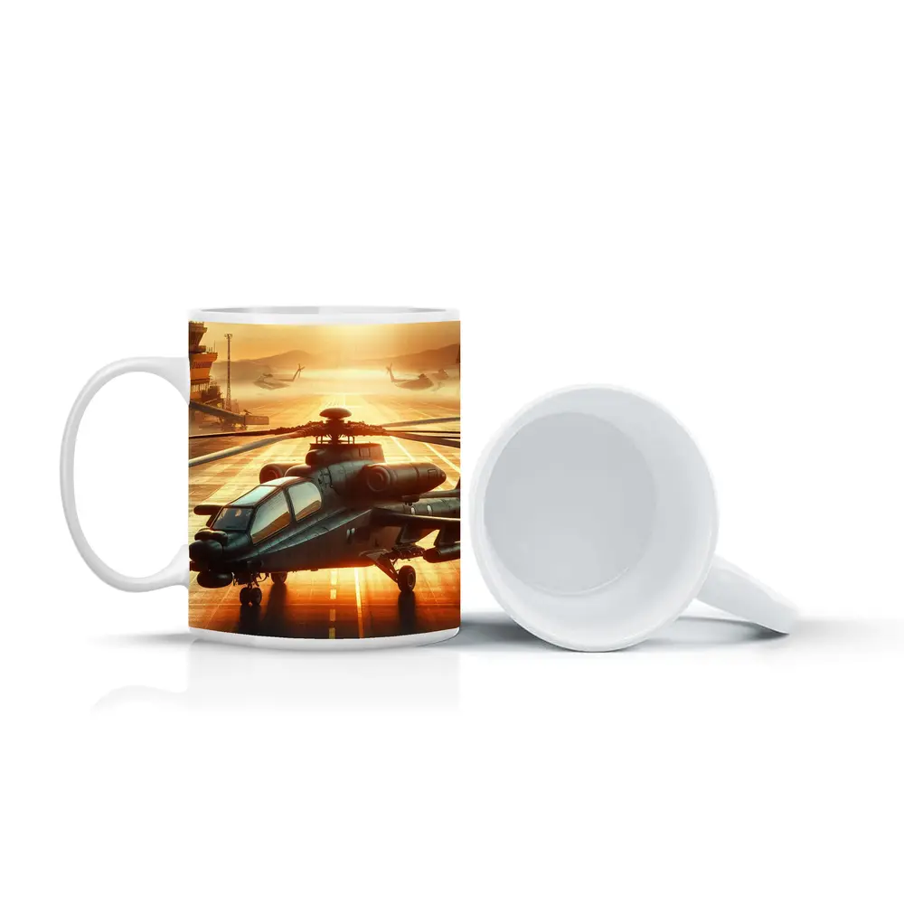 Apache Attack Helicopter Airbase Golden Sunset – Mugs