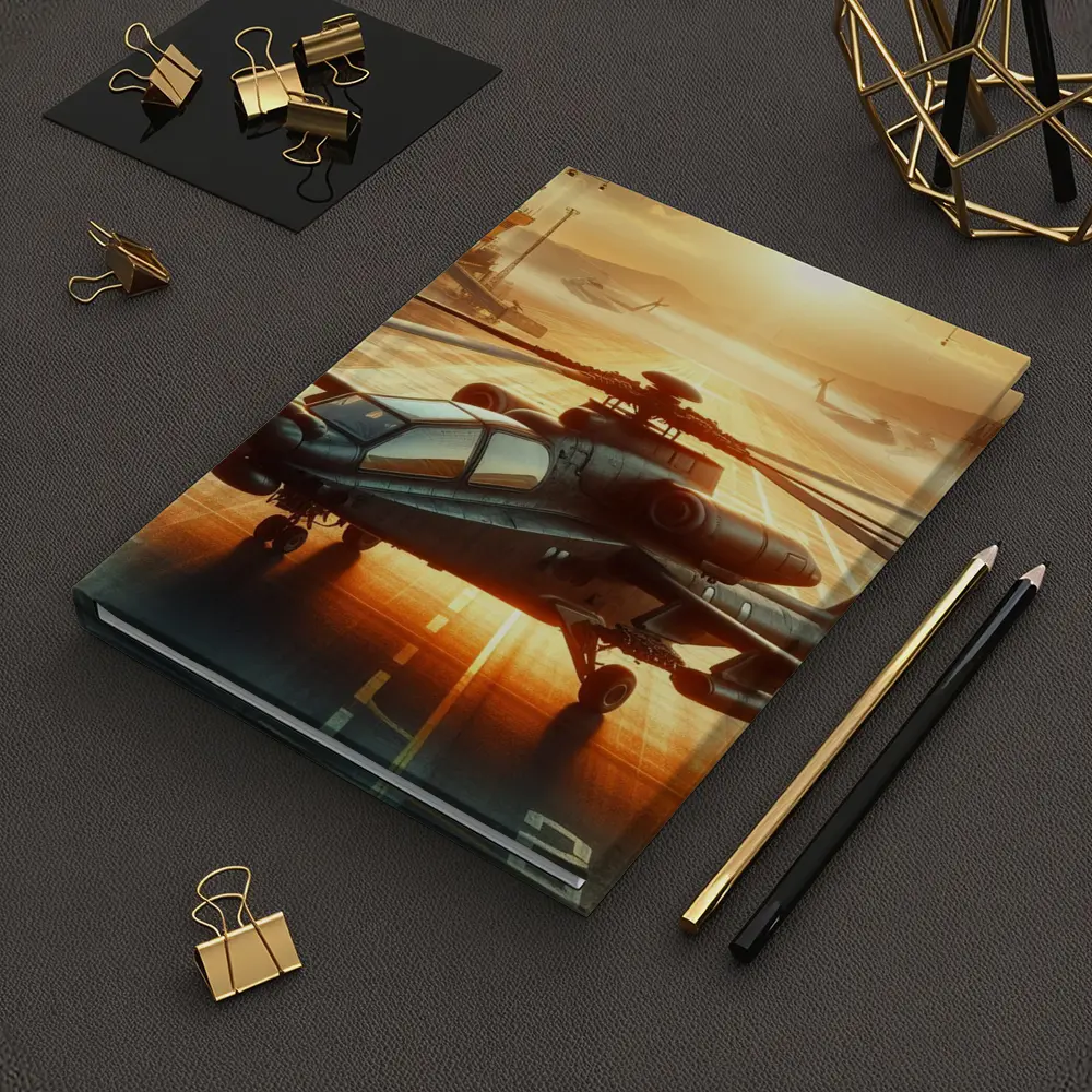 Apache Attack Helicopter Airbase Golden Sunset – Notebooks