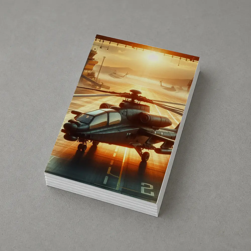 Apache Attack Helicopter Airbase Golden Sunset – Postcards
