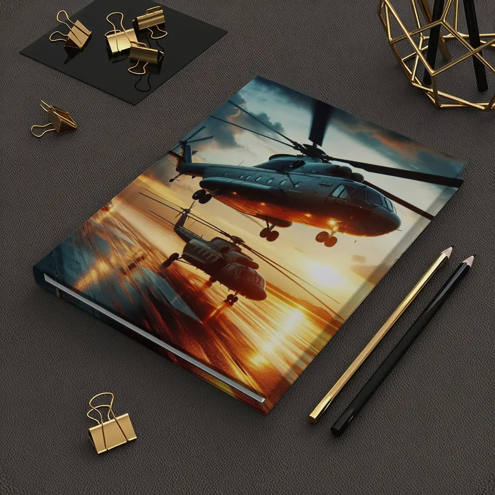 Military Helicopters Taking Off At Sunset – Notebooks