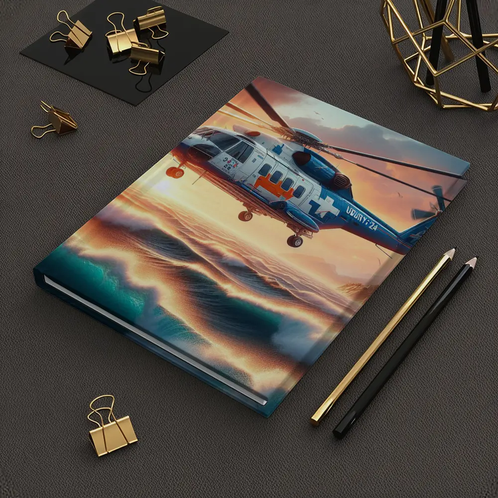 Coast Guard Rescue Helicopter Over Ocean Waves – Notebooks