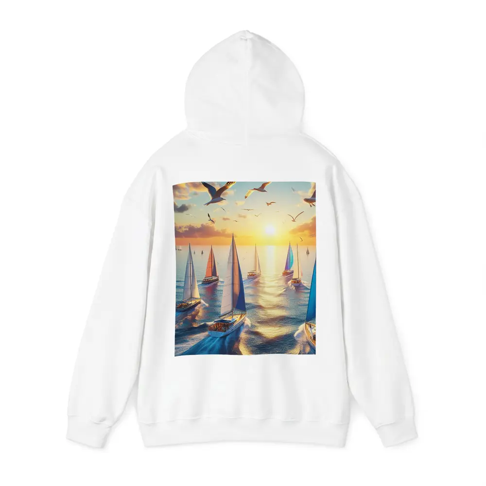 Sailboats Racing at Golden Sunset Sea – Hoodies