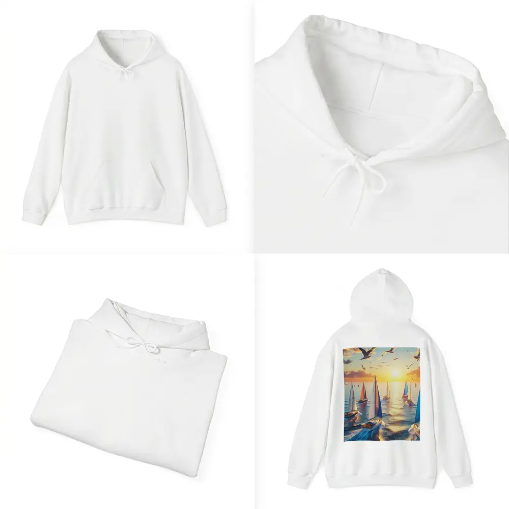 Sailboats Racing at Golden Sunset Sea – Hoodies