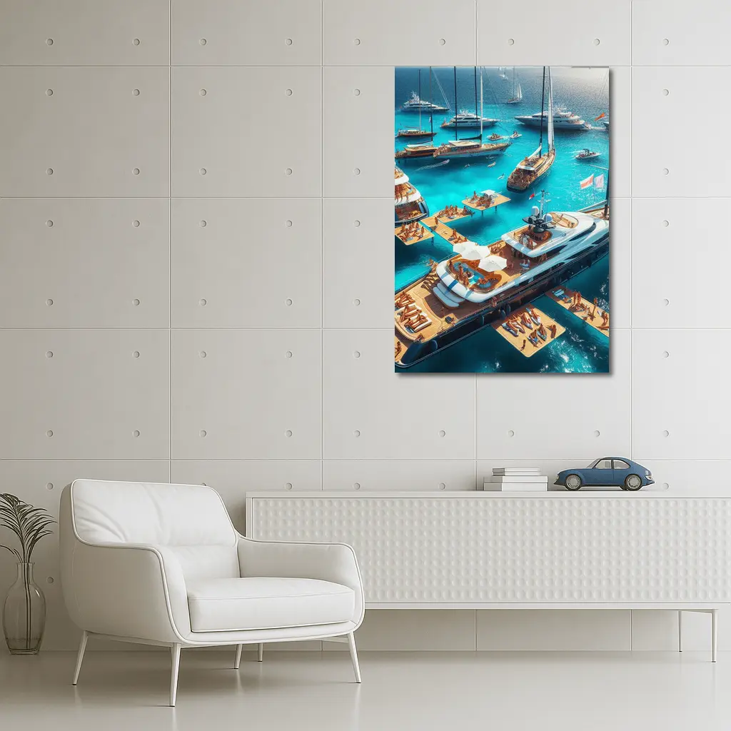 Luxury Yachts Party on Turquoise Ocean – Wall Art