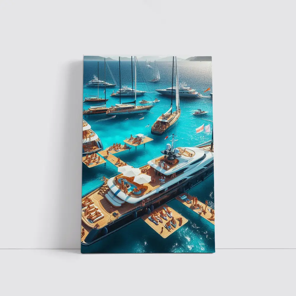 Luxury Yachts Party on Turquoise Ocean – Wall Art