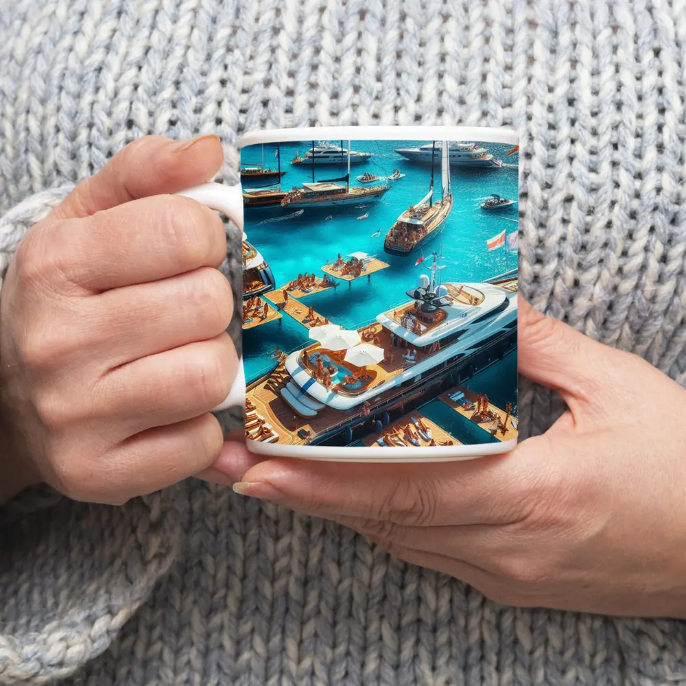 Luxury Yachts Party on Turquoise Ocean – Mugs
