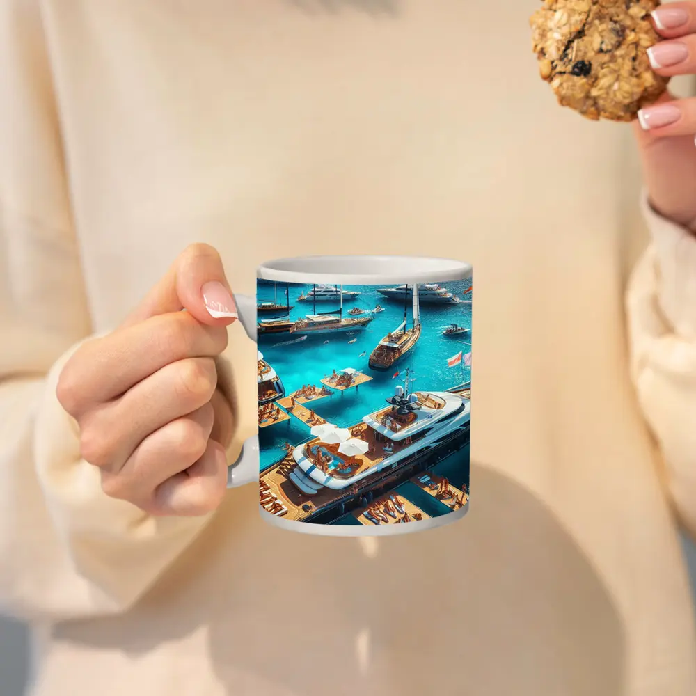 Luxury Yachts Party on Turquoise Ocean – Mugs