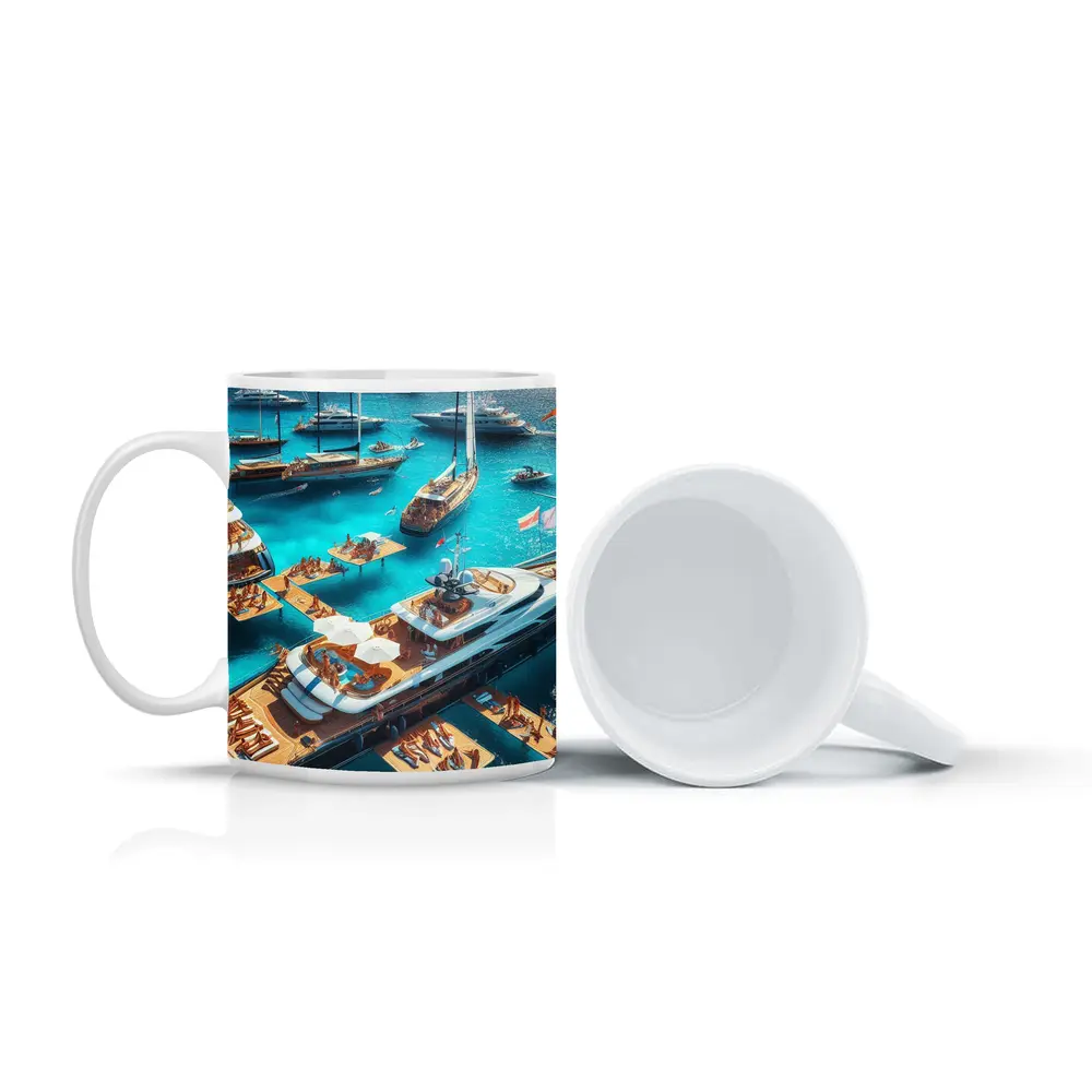 Luxury Yachts Party on Turquoise Ocean – Mugs