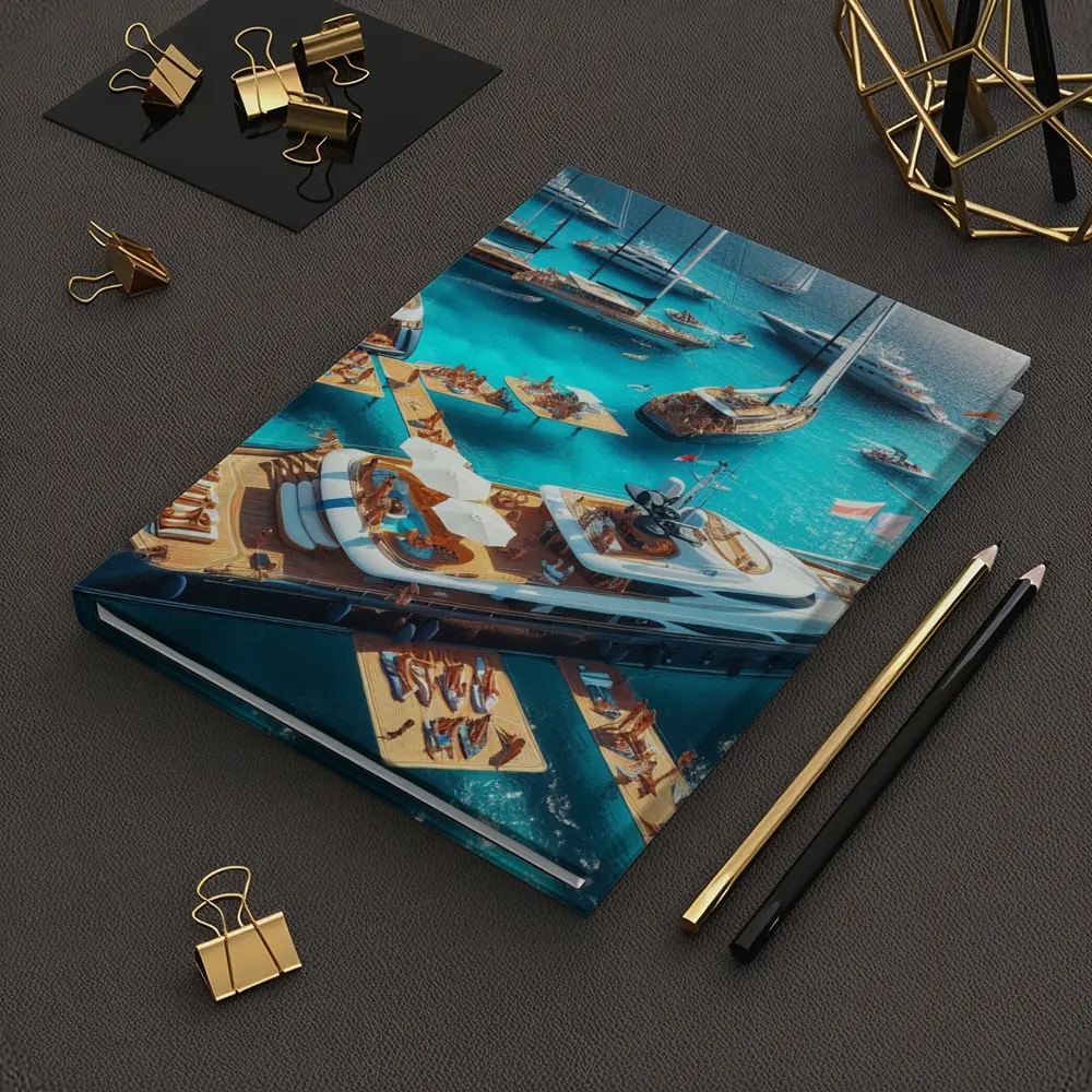 Luxury Yachts Party on Turquoise Ocean – Notebooks