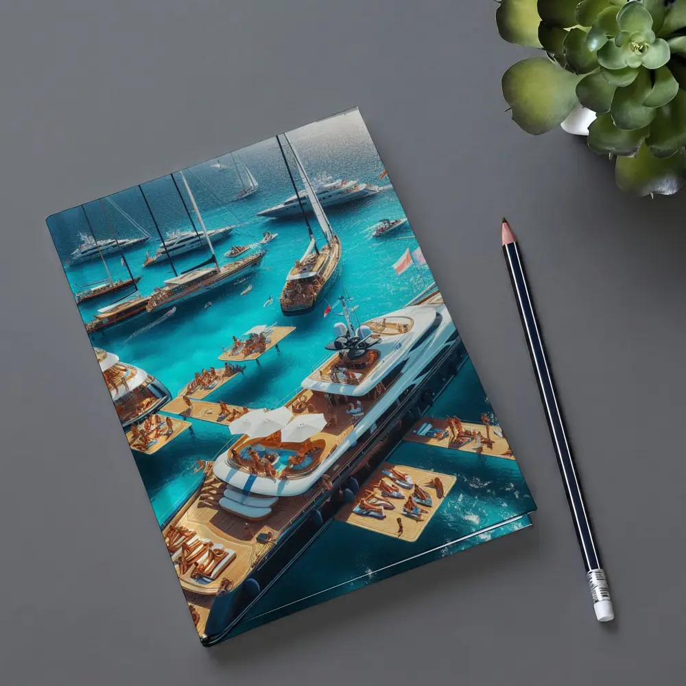 Luxury Yachts Party on Turquoise Ocean – Notebooks
