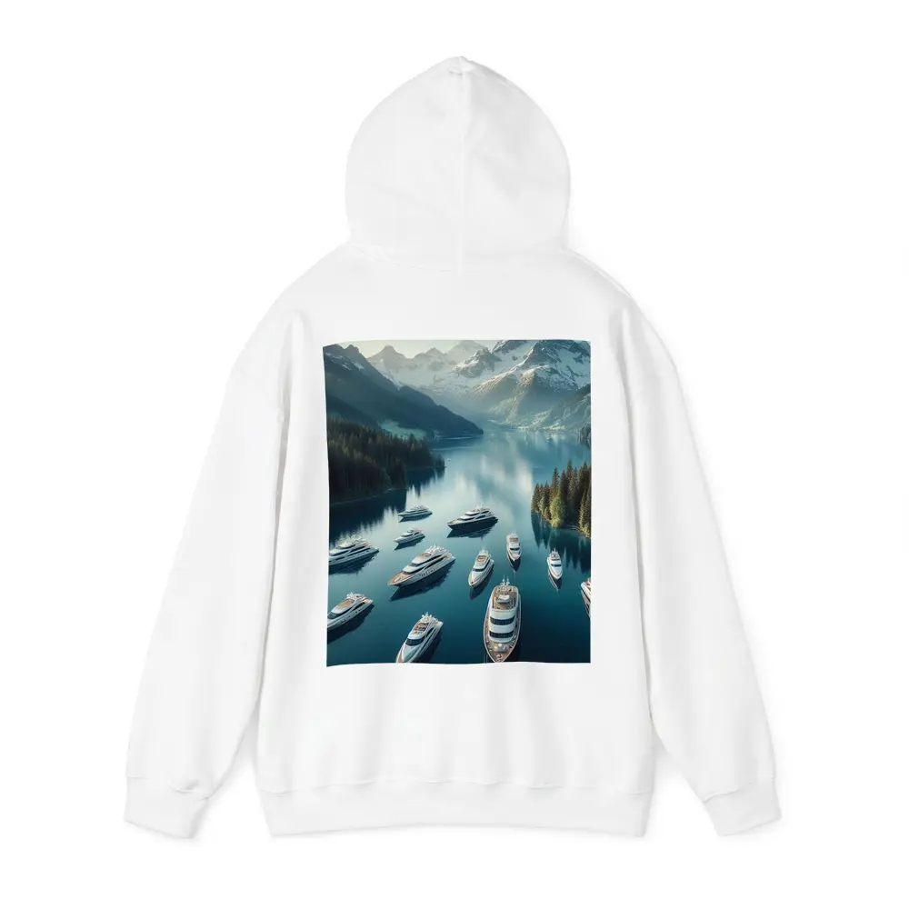 Luxury Yachts Anchored Alpine Mountain Lake – Hoodies