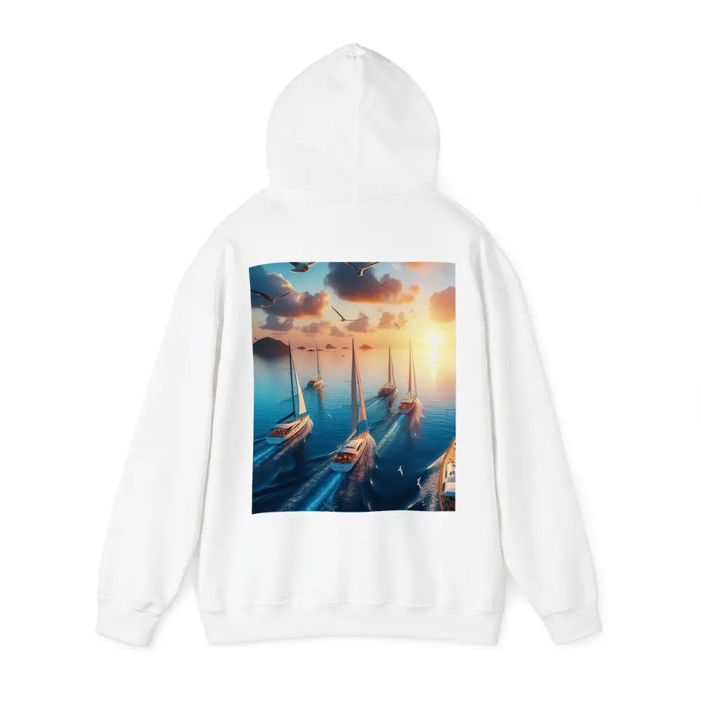 Sailboats Racing Ocean Sunset Seagulls Sky – Hoodies