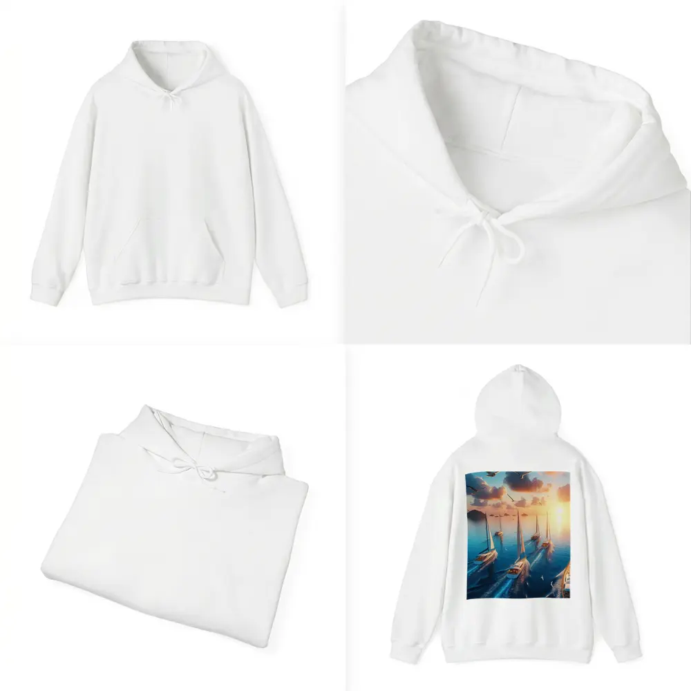 Sailboats Racing Ocean Sunset Seagulls Sky – Hoodies