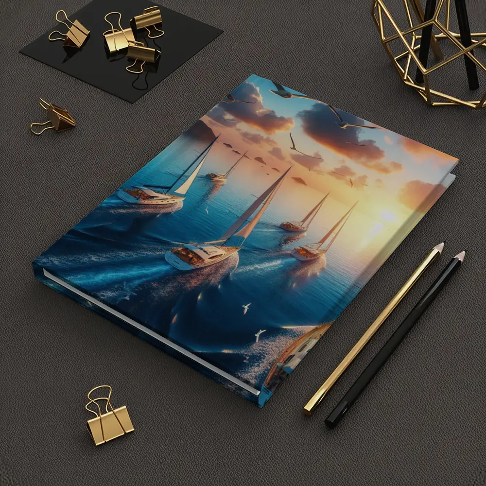 Sailboats Racing Ocean Sunset Seagulls Sky – Notebooks