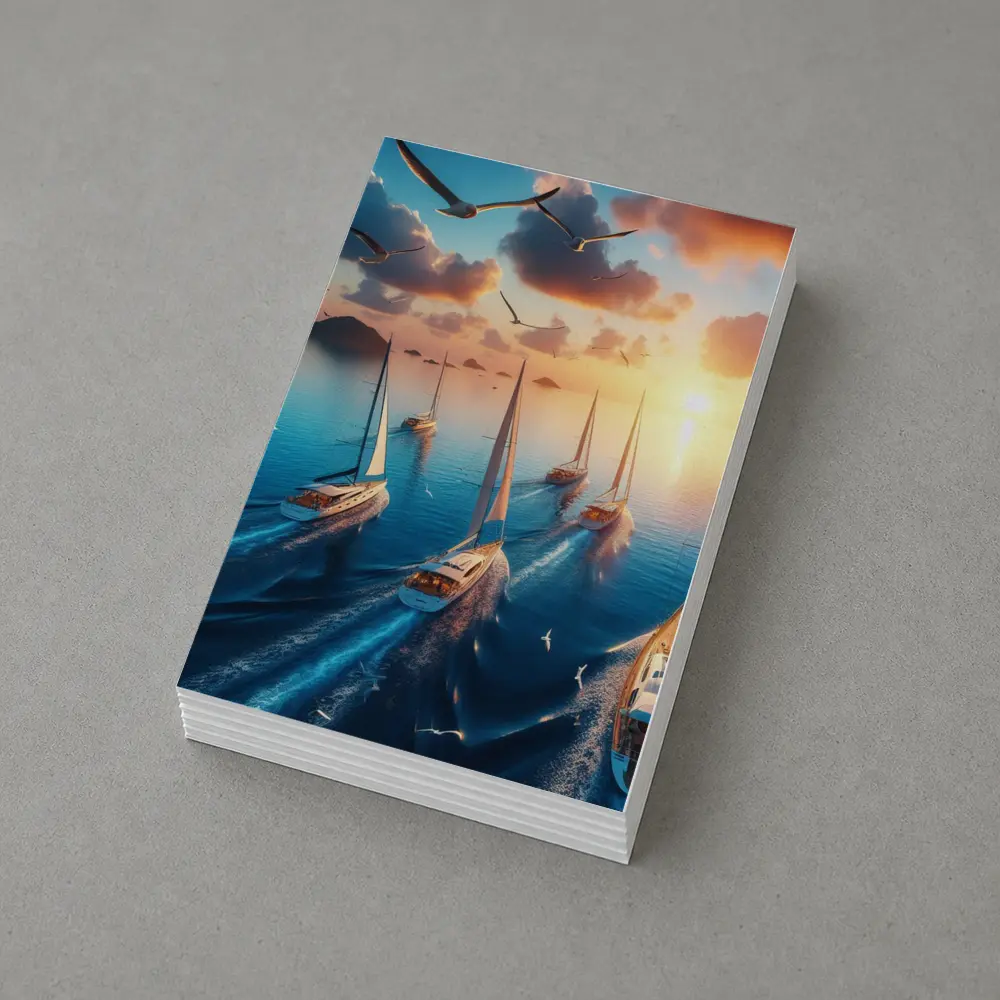 Sailboats Racing Ocean Sunset Seagulls Sky – Postcards