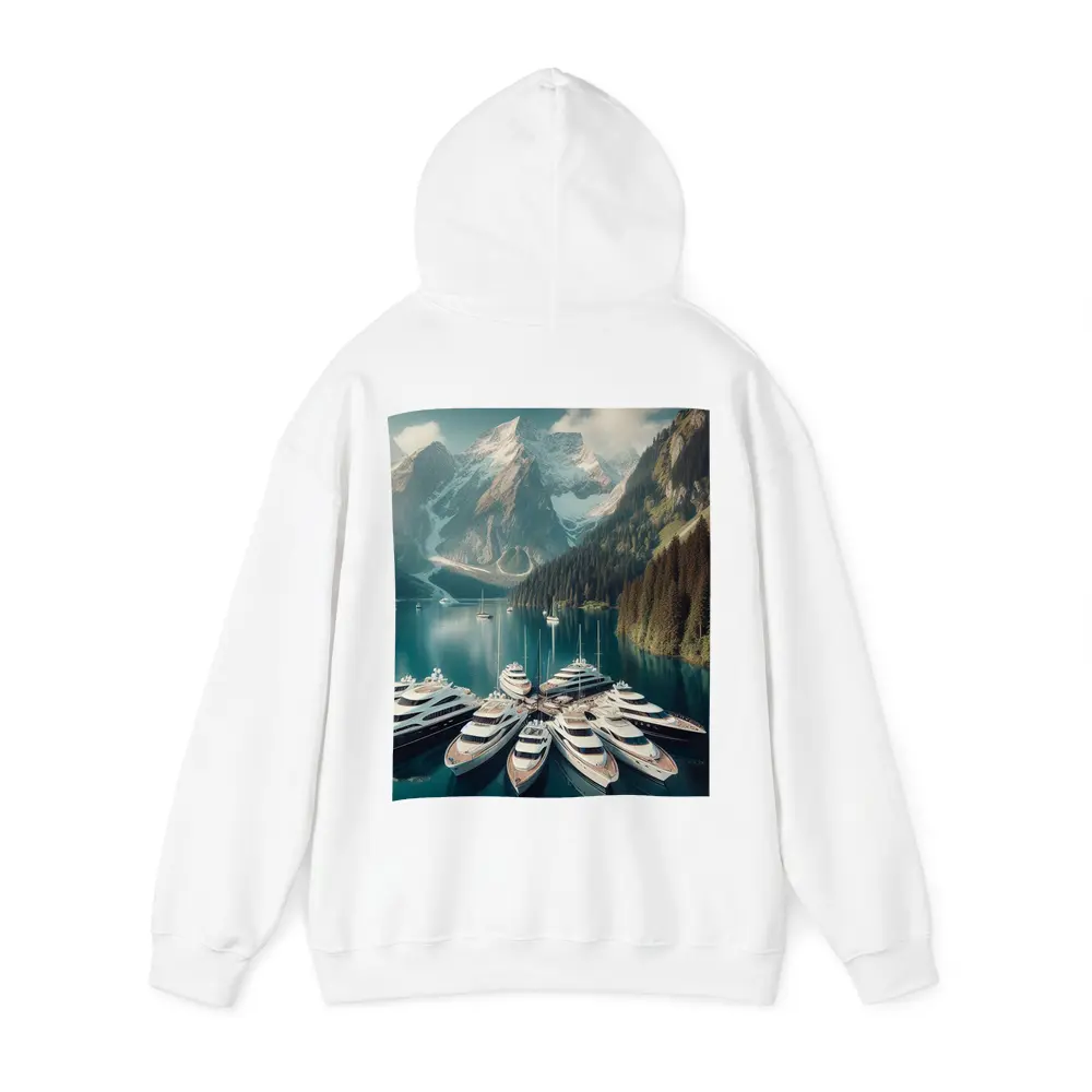 Luxury Yachts Docked Alpine Mountain Lake – Hoodies