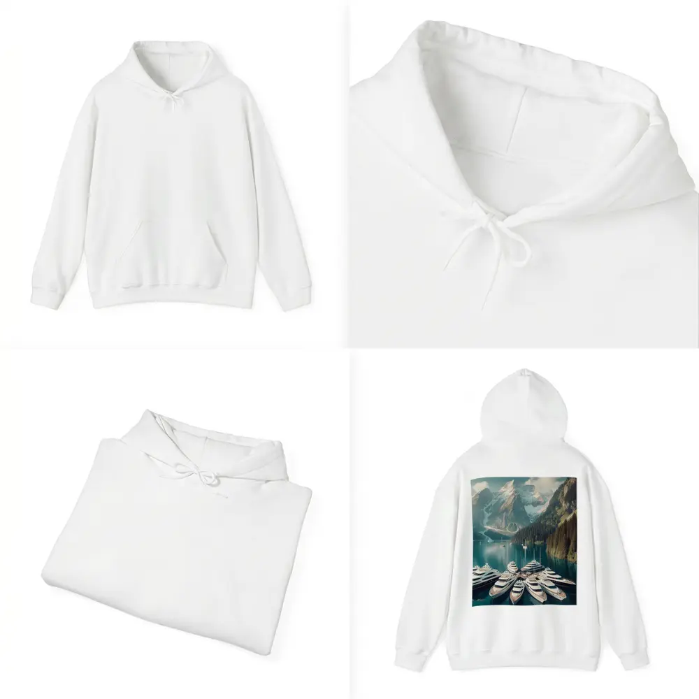 Luxury Yachts Docked Alpine Mountain Lake – Hoodies