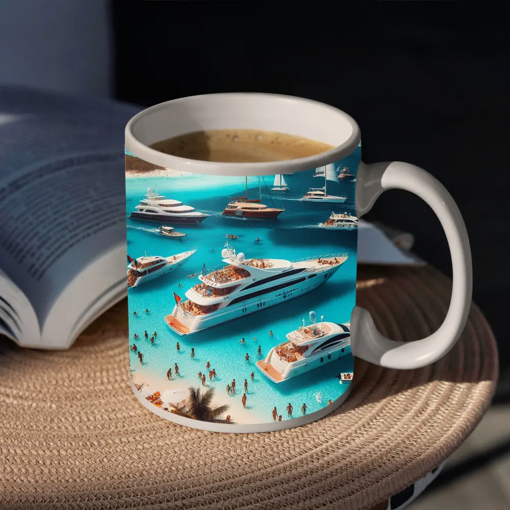 Luxury Yachts Party Turquoise Tropical Beach – Mugs