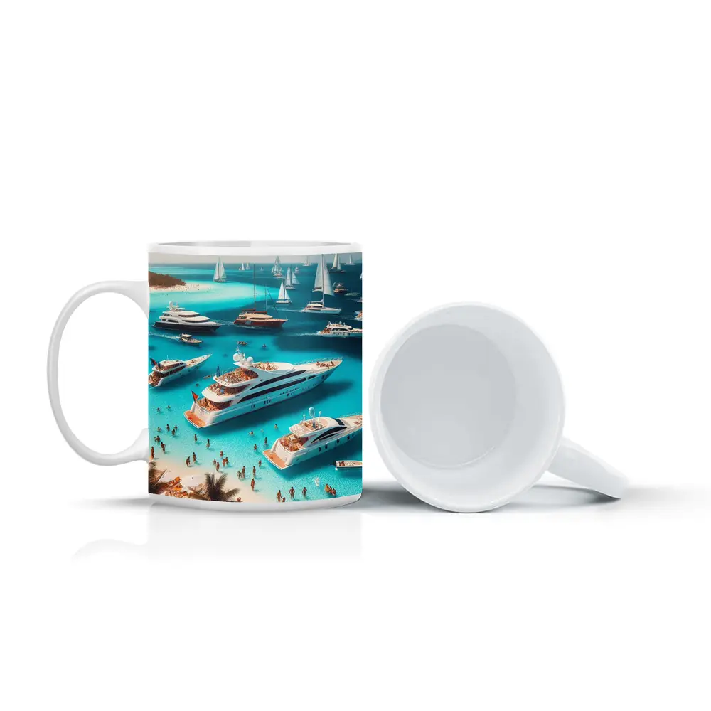 Luxury Yachts Party Turquoise Tropical Beach – Mugs