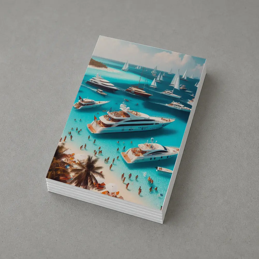 Luxury Yachts Party Turquoise Tropical Beach – Postcards