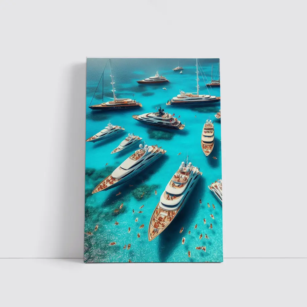 Luxury Yachts Aerial View Turquoise Ocean – Wall Art