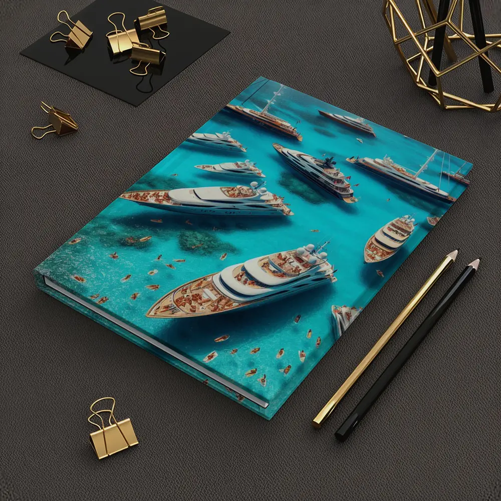 Luxury Yachts Aerial View Turquoise Ocean – Notebooks