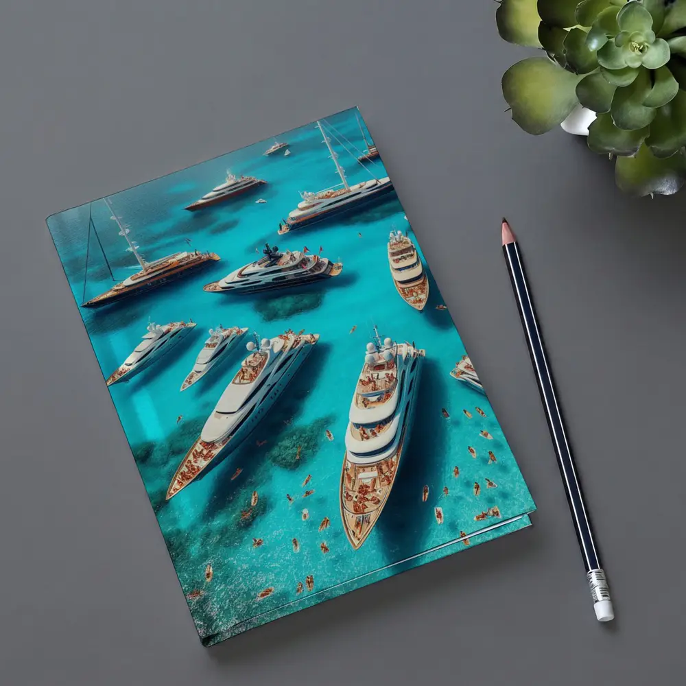 Luxury Yachts Aerial View Turquoise Ocean – Notebooks