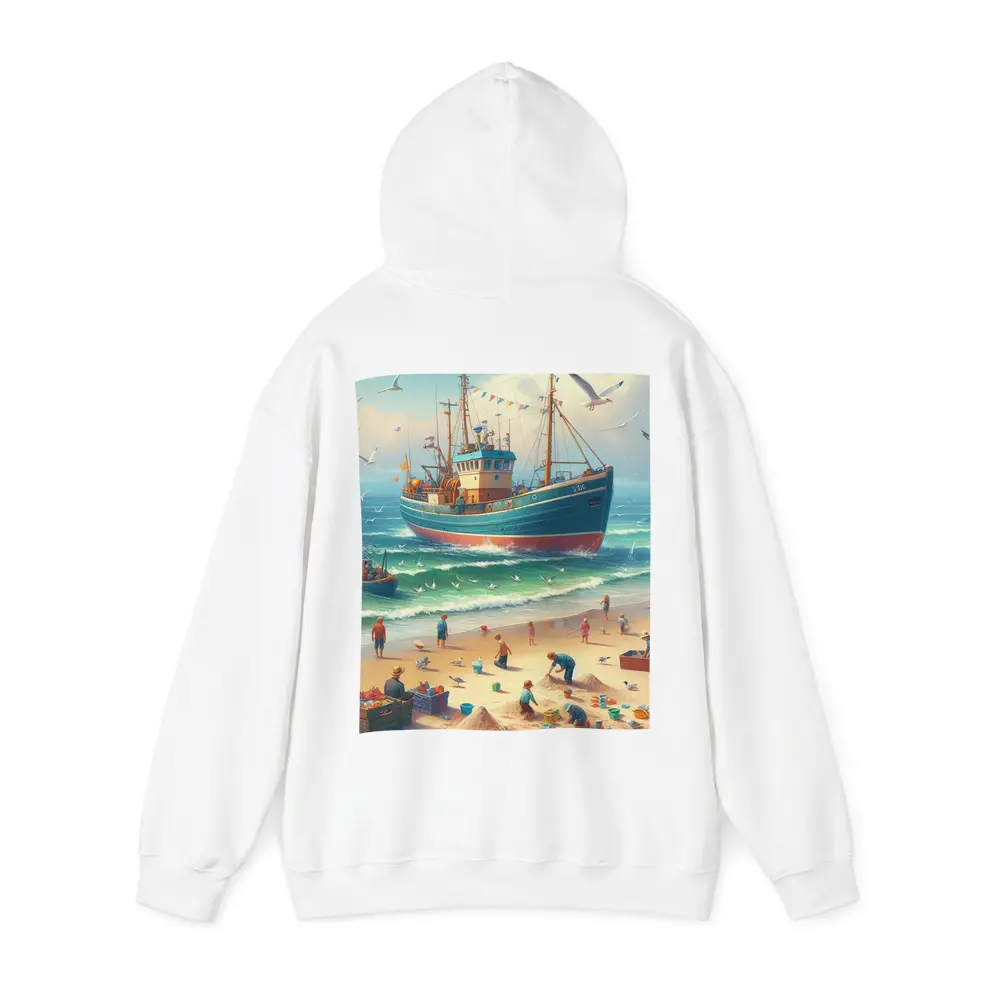 Fishing Boat Beach Scene Coastal Art – Hoodies