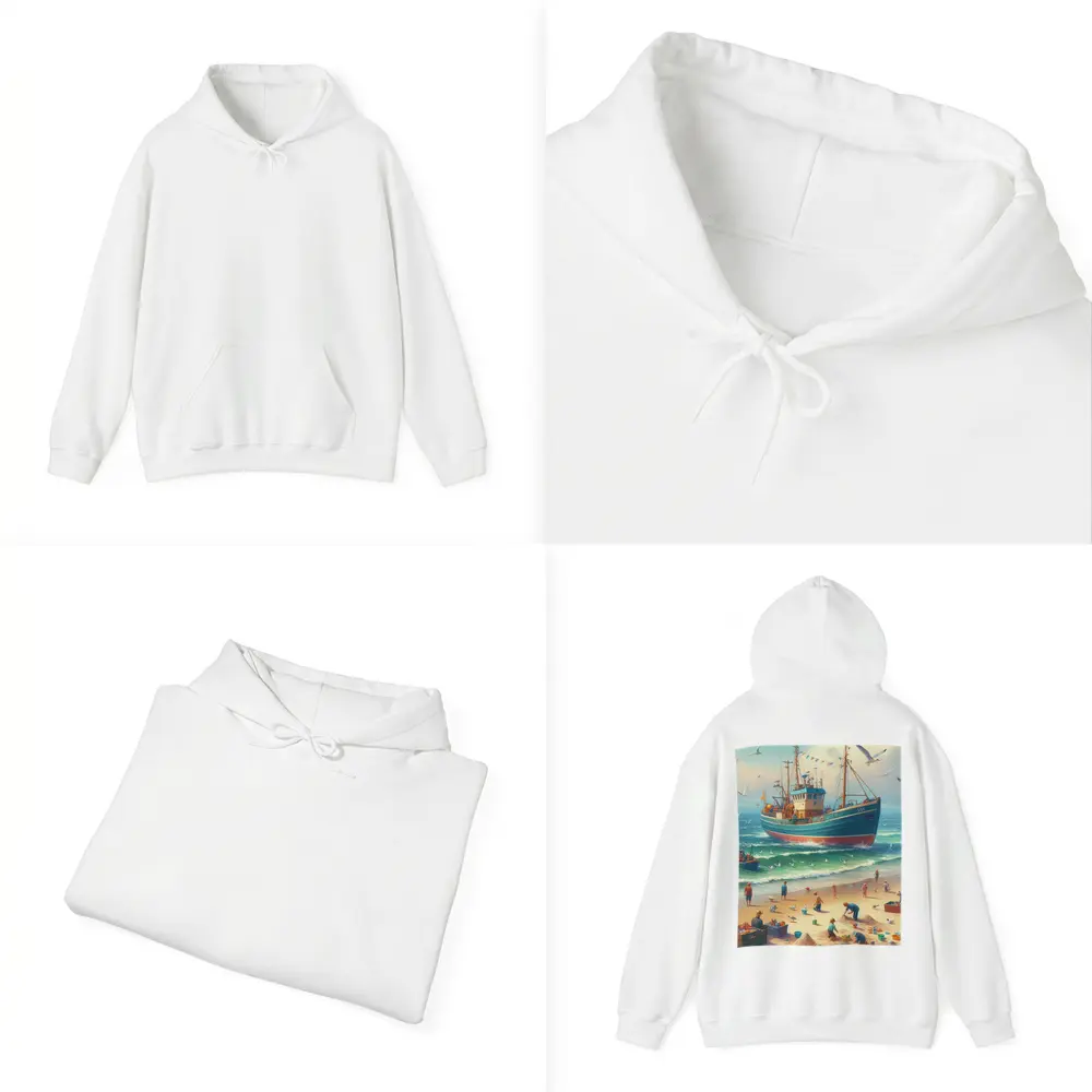 Fishing Boat Beach Scene Coastal Art – Hoodies