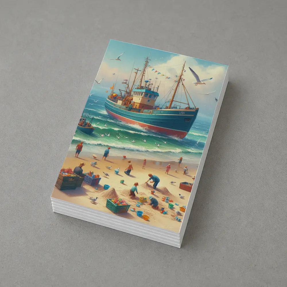 Fishing Boat Beach Scene Coastal Art – Postcards