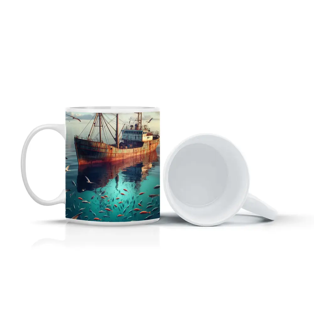 Rusty Fishing Boat Ocean Fish Underwater – Mugs