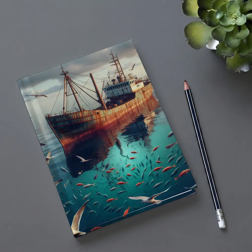 Rusty Fishing Boat Ocean Fish Underwater – Notebooks
