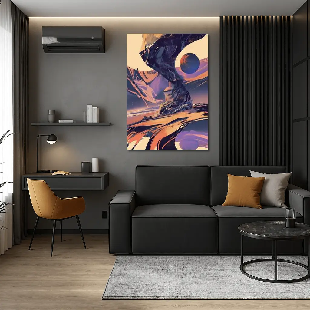 Abstract Space Landscape Swirling Planet Art – Wall Art