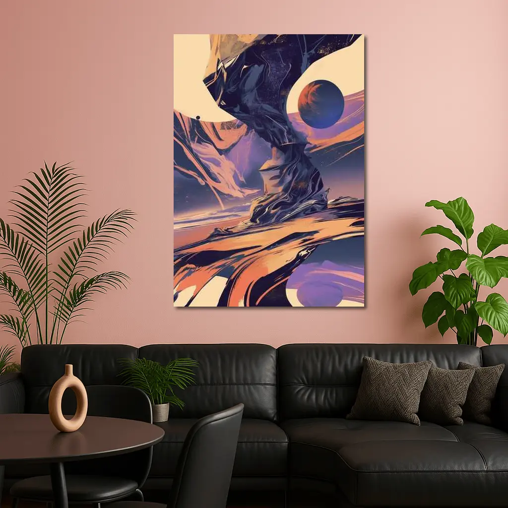 Abstract Space Landscape Swirling Planet Art – Wall Art