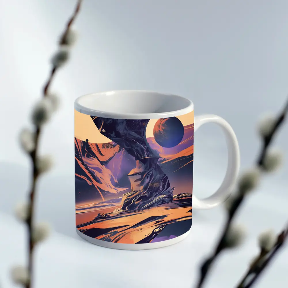 Abstract Space Landscape Swirling Planet Art – Mugs