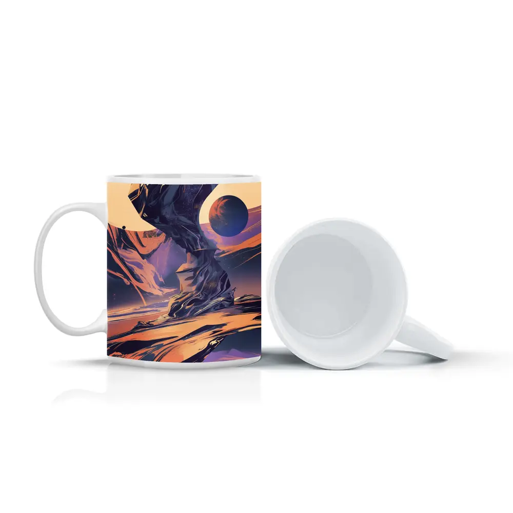 Abstract Space Landscape Swirling Planet Art – Mugs