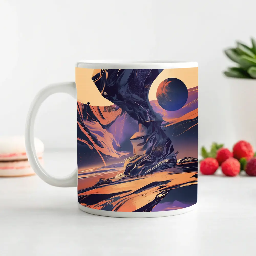 Abstract Space Landscape Swirling Planet Art – Mugs