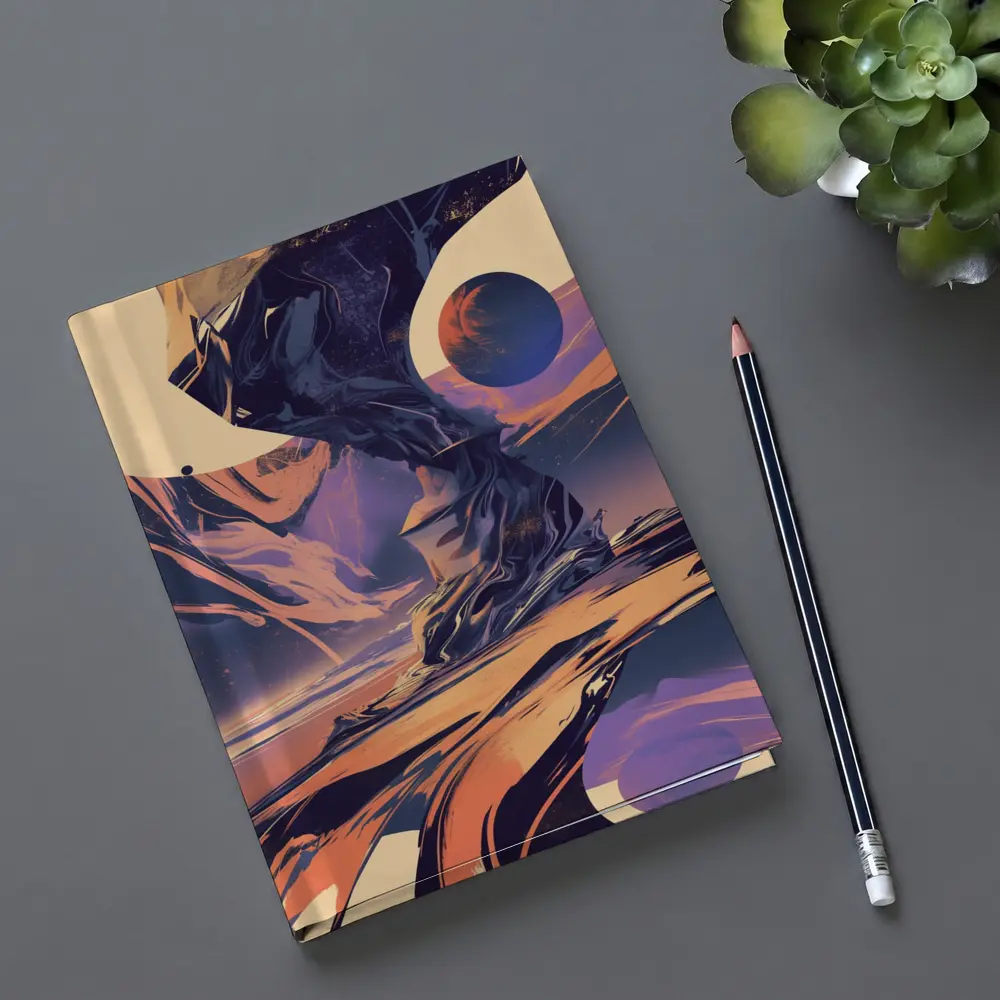 Abstract Space Landscape Swirling Planet Art – Notebooks