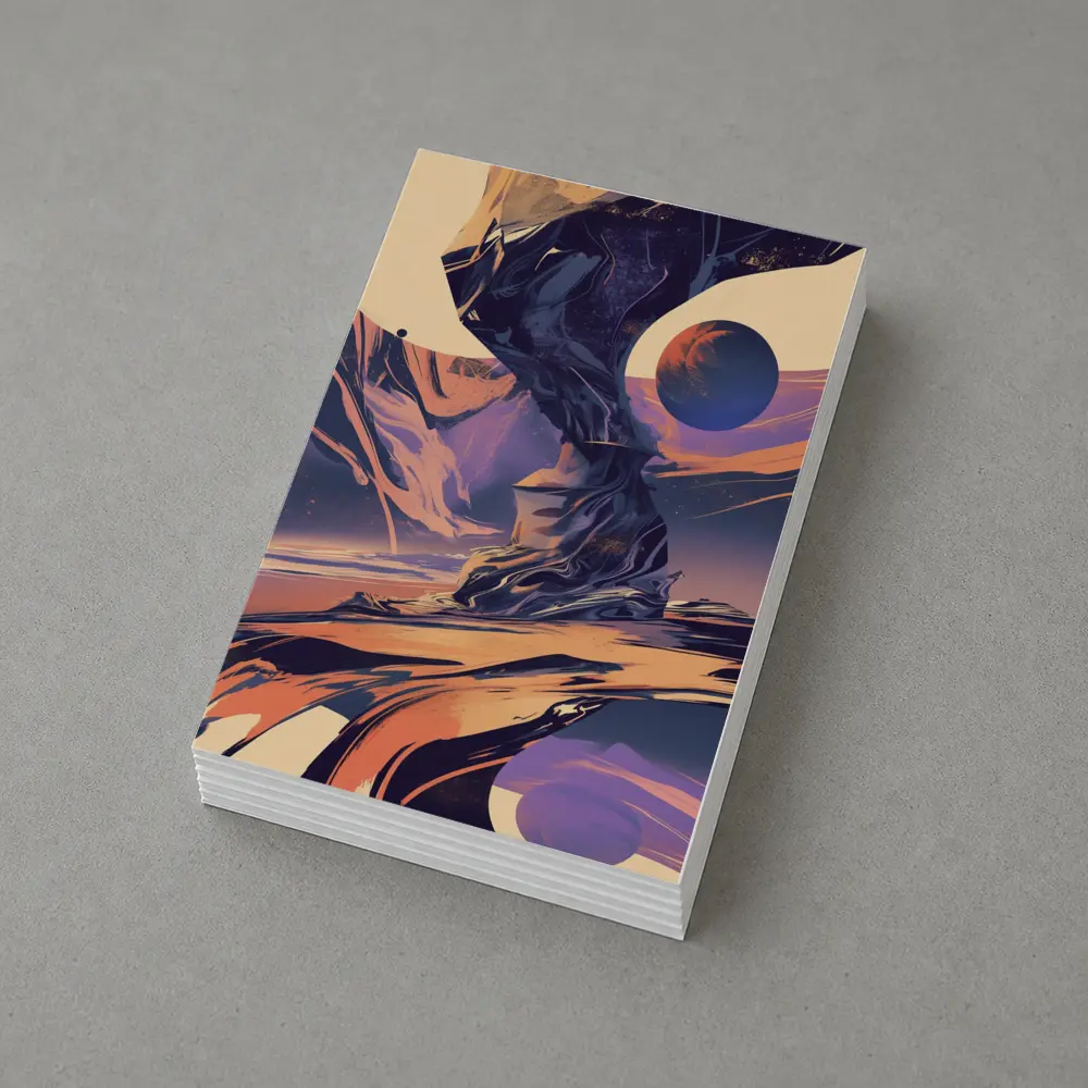 Abstract Space Landscape Swirling Planet Art – Postcards