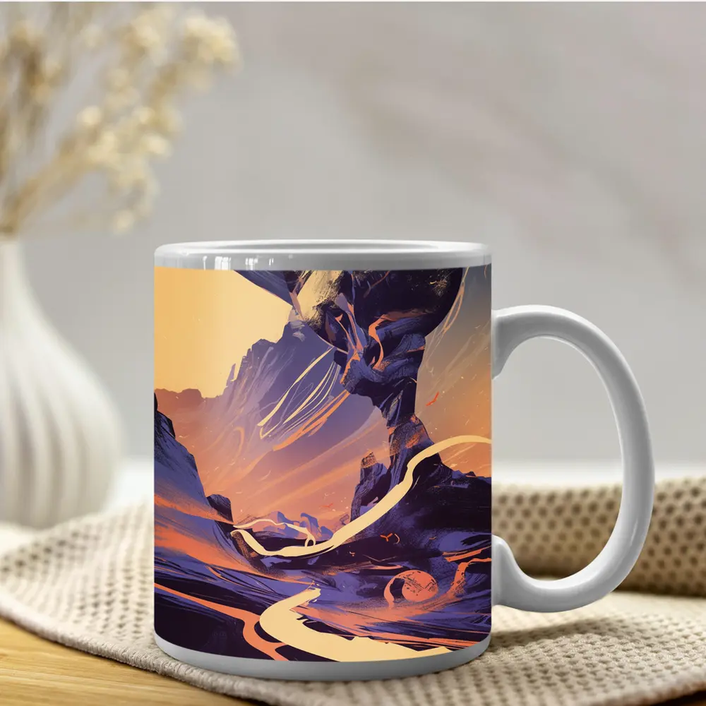 Desert Canyon Abstract Swirling Landscape Art – Mugs